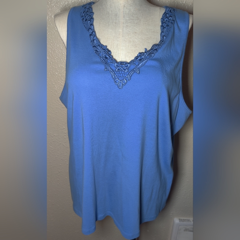 Lane Bryant Blue Crochet Tank Size 26/28W